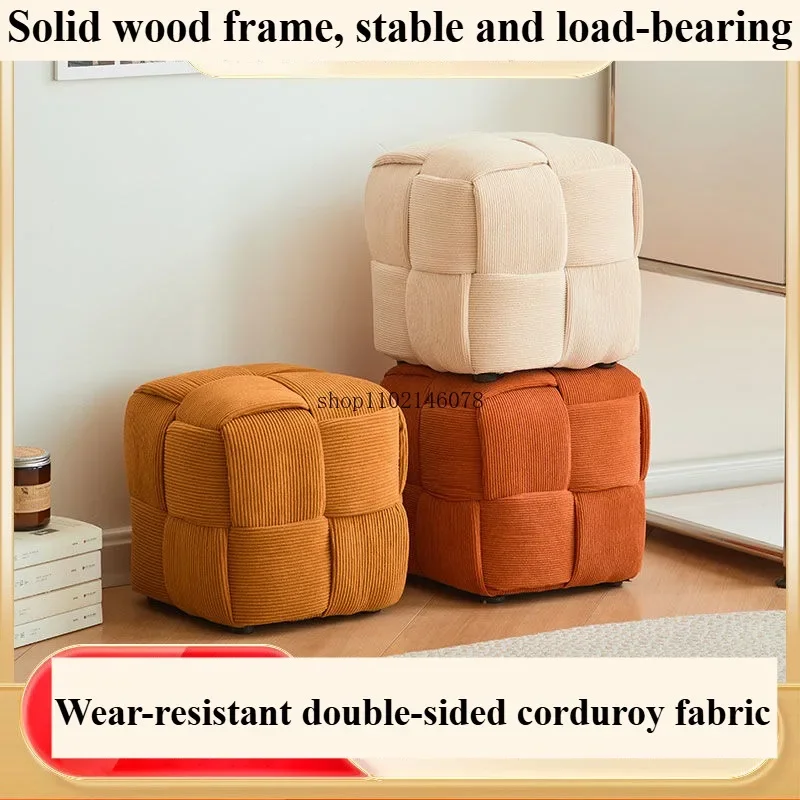 Solid Wood Square Stool Home Low Ottomans Creative Living Room Coffee Table Sofa Simple Foot Pedal Door Shoe Changing Stools