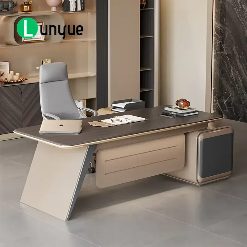 Modern Wooden Office Desk Durable Eco Friendly Large Capacity Storage Executive Furniture