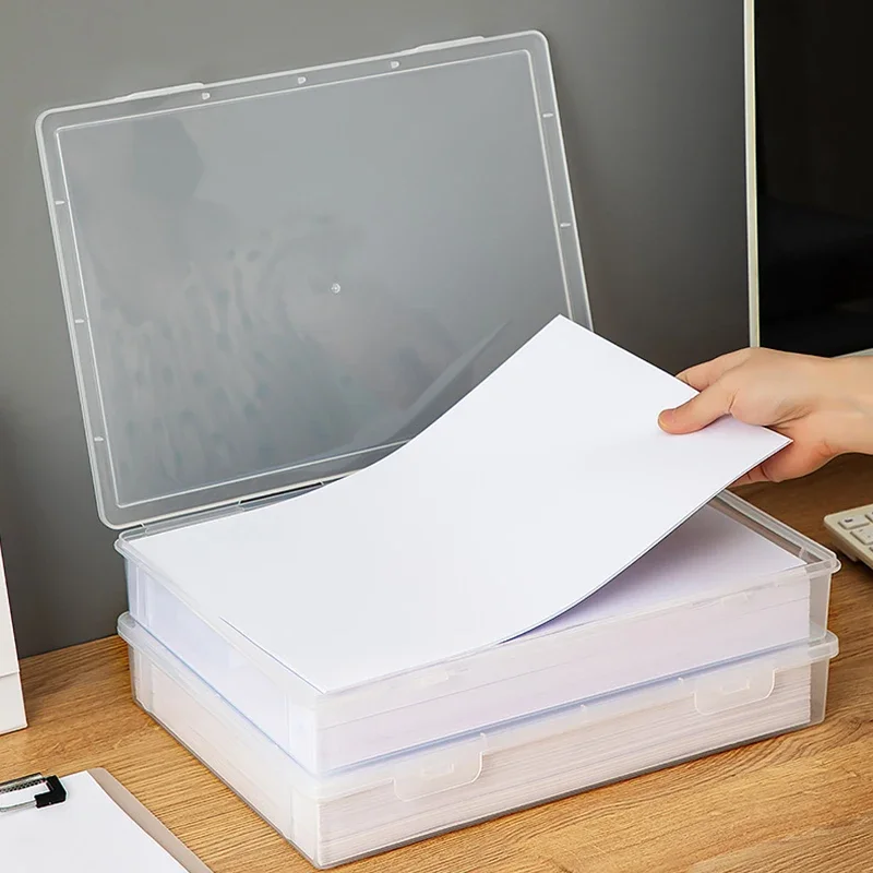 Household Documents Storage Box A4 Paper Organizer Transparent Office Printing Paper Storage Box Multifunction Desktop Organized