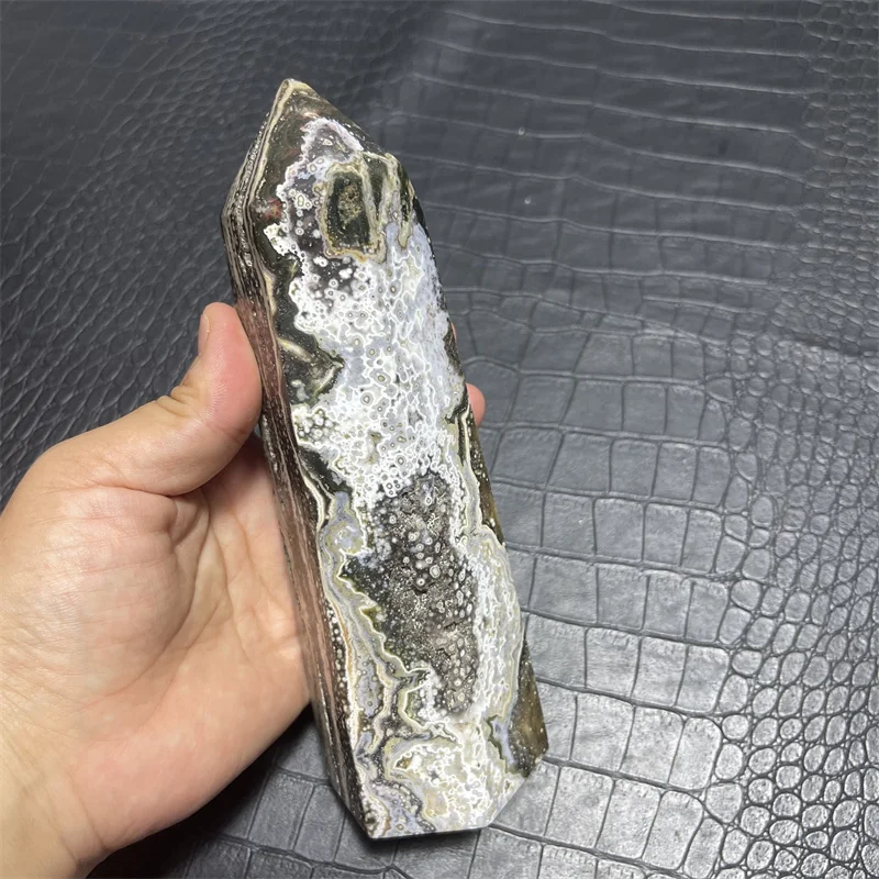705g Natural Pretty Ocean Jasper Stones Tower Wand Point Energy Meditation Spiritual Healing Feng Shui Crystals Room Decortion
