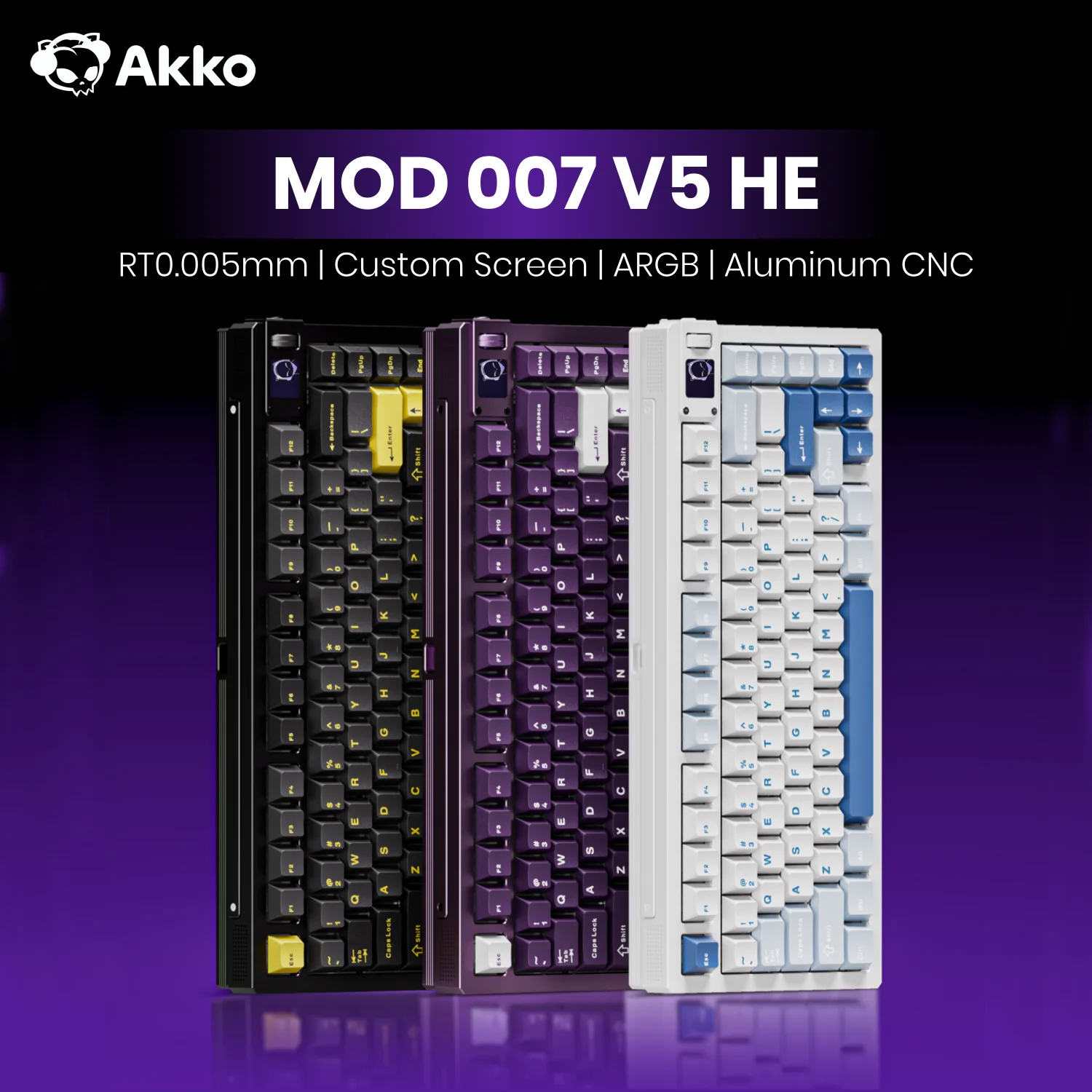 

Akko MOD007 V5 HE Keyboard with Display Screen 75% Magnetic Switch RT0.005mm 8K RGB Gaming Mechanical Keyboard Aluminum Gasket