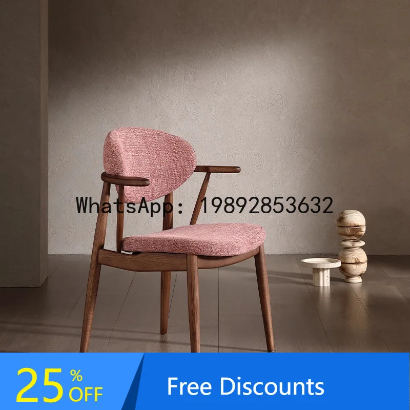

XL Solid Wood Dining Chair with Armrests, White Ash Wood Comfortable Chair for Home, Hotel, and Restaurant with Backrest