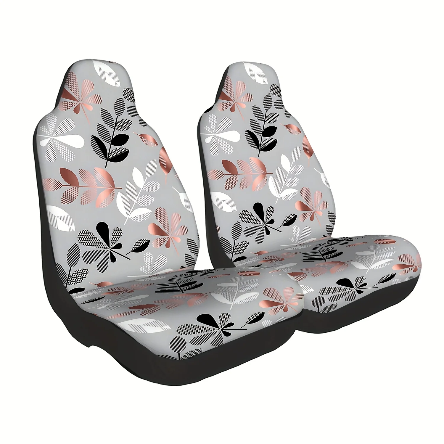 Set Of 2 Stylish Leaf Pattern Car Seat Covers, Cute Interior Seat Additions For Front Seat Protection, Suitable For Cars, Trucks