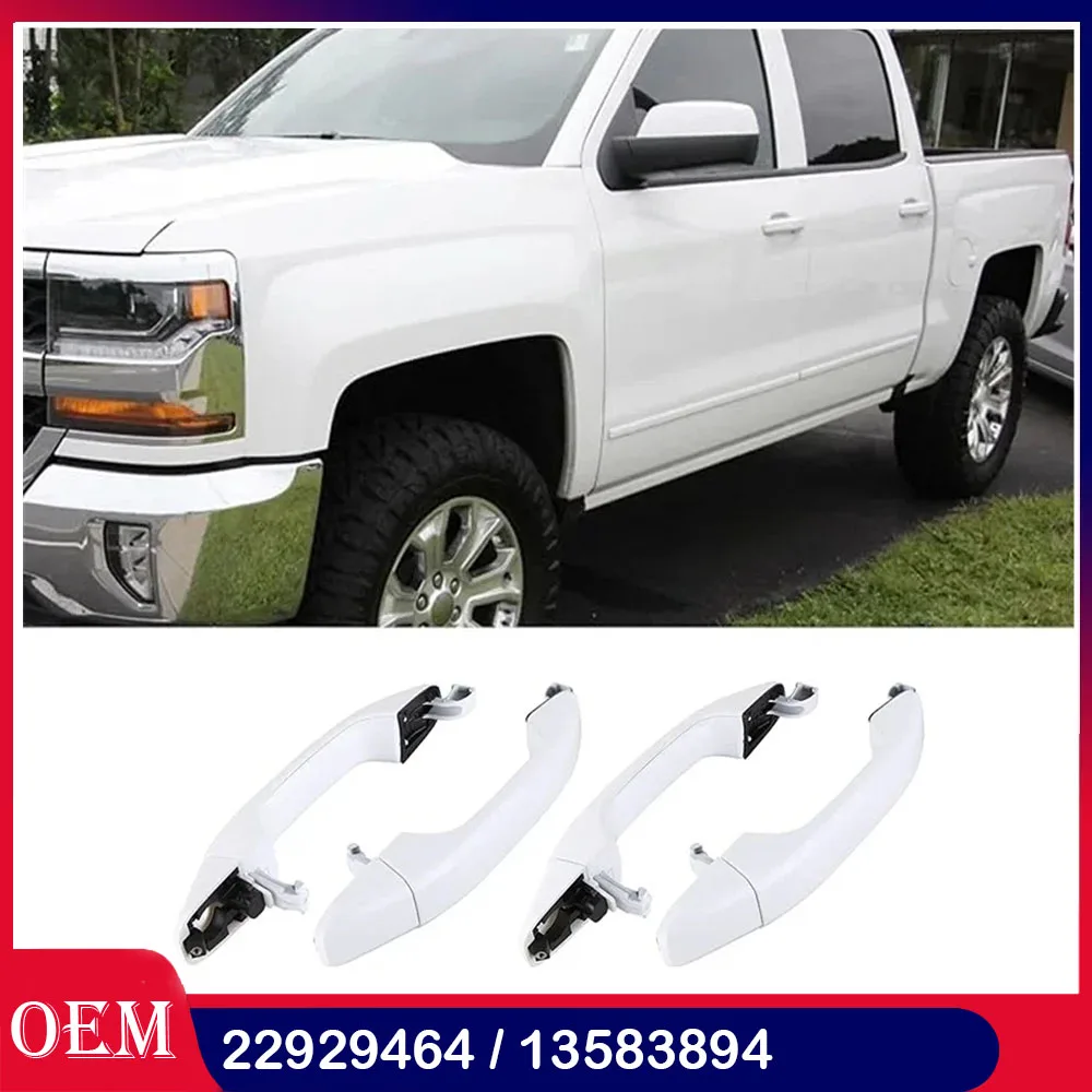 

Set of 4 White Door Handles Compatible for Chevrolet Silverado GMC Sierra 2014-2018 OEM : 22929464 22923605 13583894 13534897