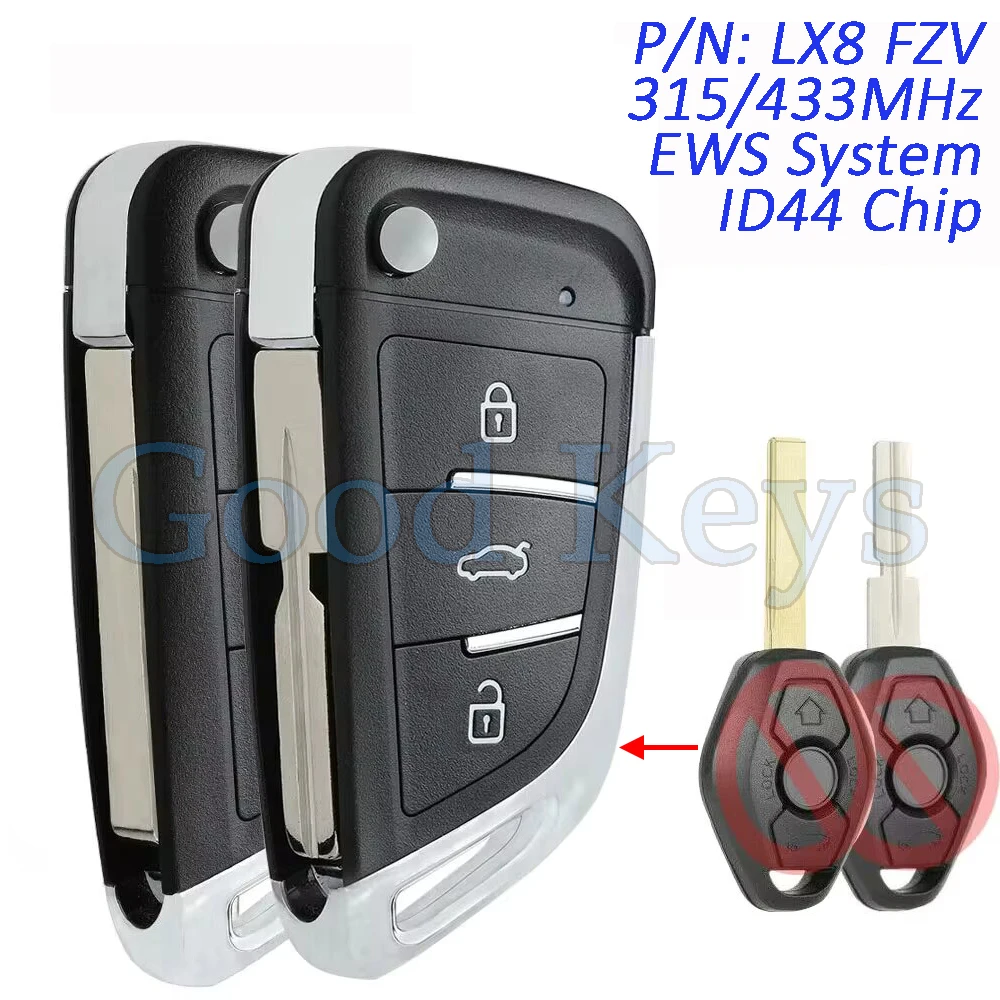

Modified Upgraded Remote Key Fob EWS System for BMW E36 E38 E39 E46 E53 E60 E61 E81 X3 X5 Z3 Z4 325 525 LX8 FZV 315/433MHz