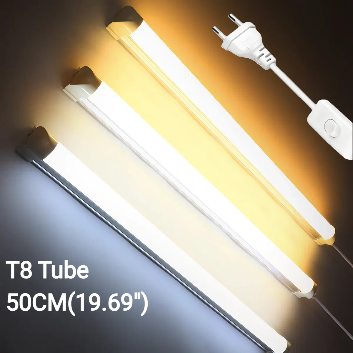 50CM High Bright T8 LED Tube Light Portable Aluminum Shell Bar Lamp AC85V-265V Integrated Lighting For Cabinet Garage Warehouse