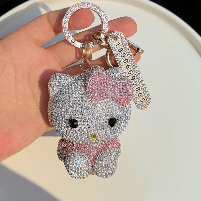 Sanrio Hello Kitty nouvelle poupée exquise mignonne princesse Simple voiture porte-clés Anti-perte plaque d'immatriculation pendentif porte-clés cadeau de vacances