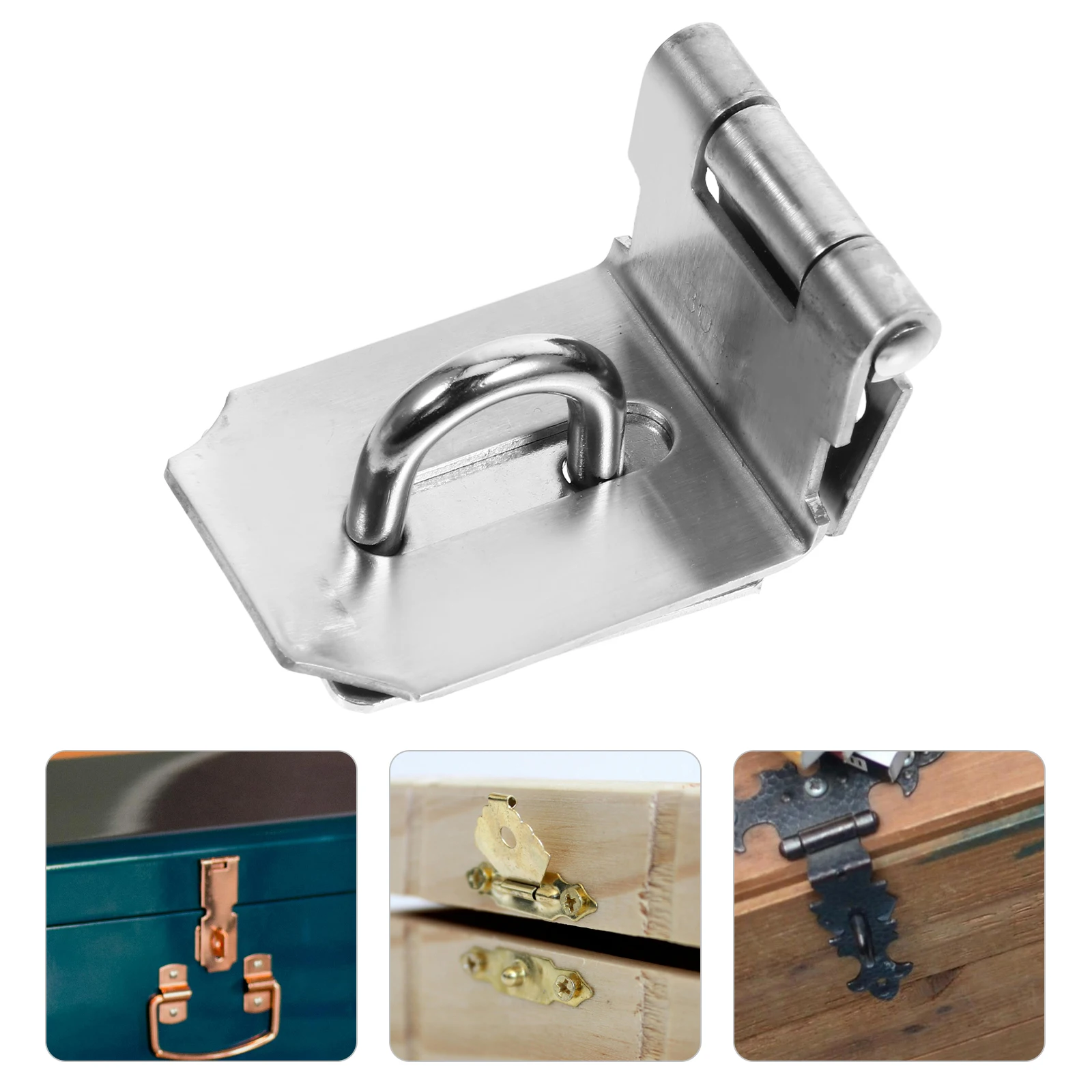 

90 Degree Lock Hasp 4 Inch Stainless Steel Door Latch Hardware Shed LockLatch PadlockHasp Suitable Wooden Metal Glass Doors