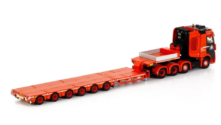 Alloy Model Toy Gift WSI 1:50 Scale MB MP5 8X4 6 Axle Low Board Trailer Transport Truck Vehicle Diecast Toy Model 01-3409