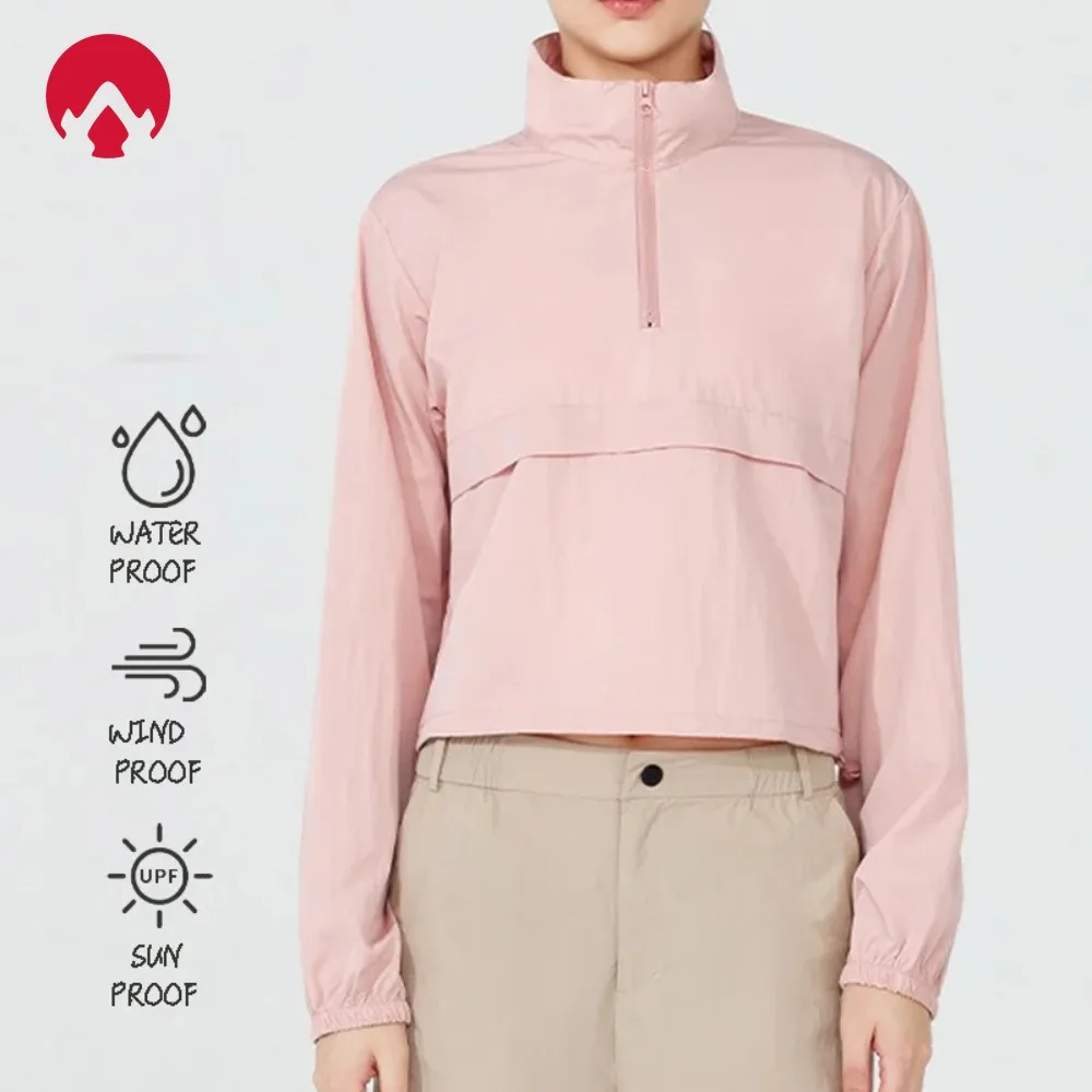 Women's Windproof Lightweight Jacket Long Sleeve Sun Protection Yoga Cover-Up Casual Windbreaker Sports Outerwear Hiking Running