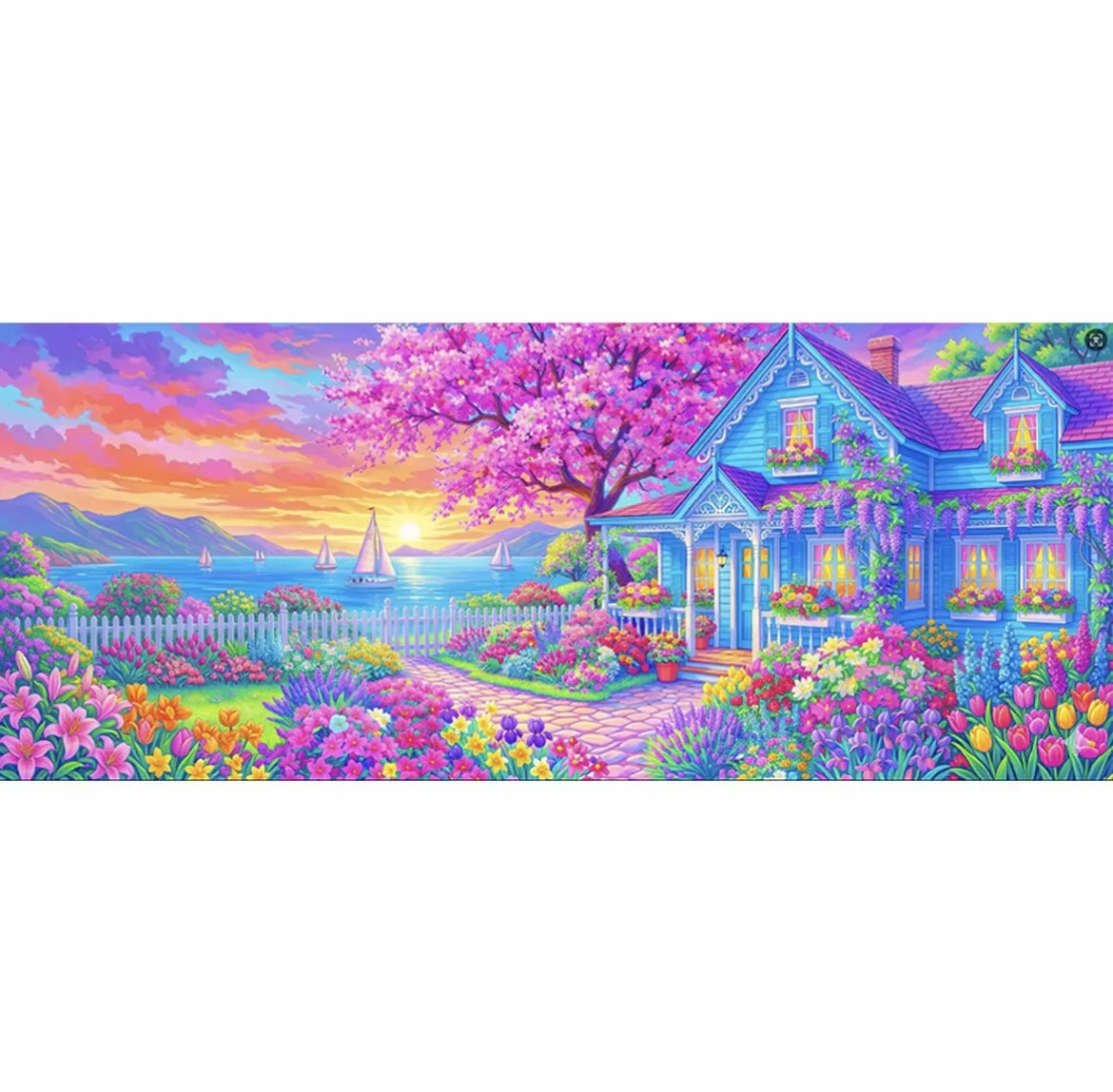 Lakeside Cottage Embroidery Kit 11CT 9CT 190x85cm DIY Cross Stitch Needlework Set Home Decor Crafts