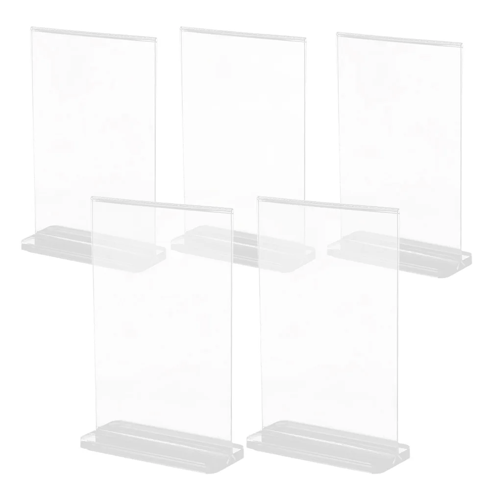 

5pcs Display Rack Billboard Acrylic Sign Holder Clear Picture Frame Transparent Table Menu Stand Poster Storage Rack for Cafe