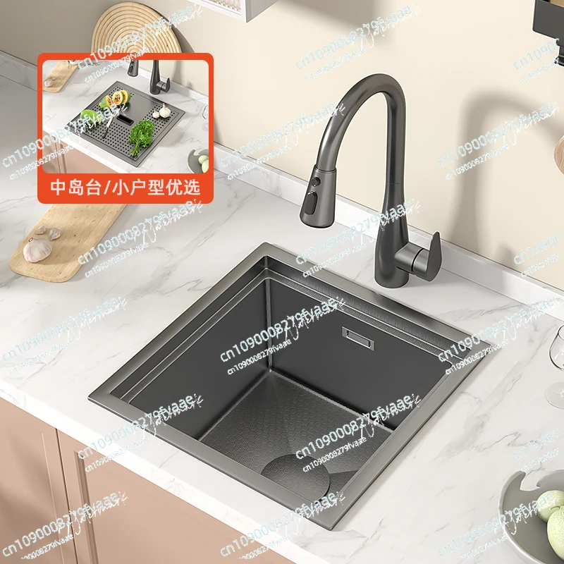 

Stainless steel sink Small apartment Island table Mini bar sink Kitchen Vegetable basin table Integrated folding