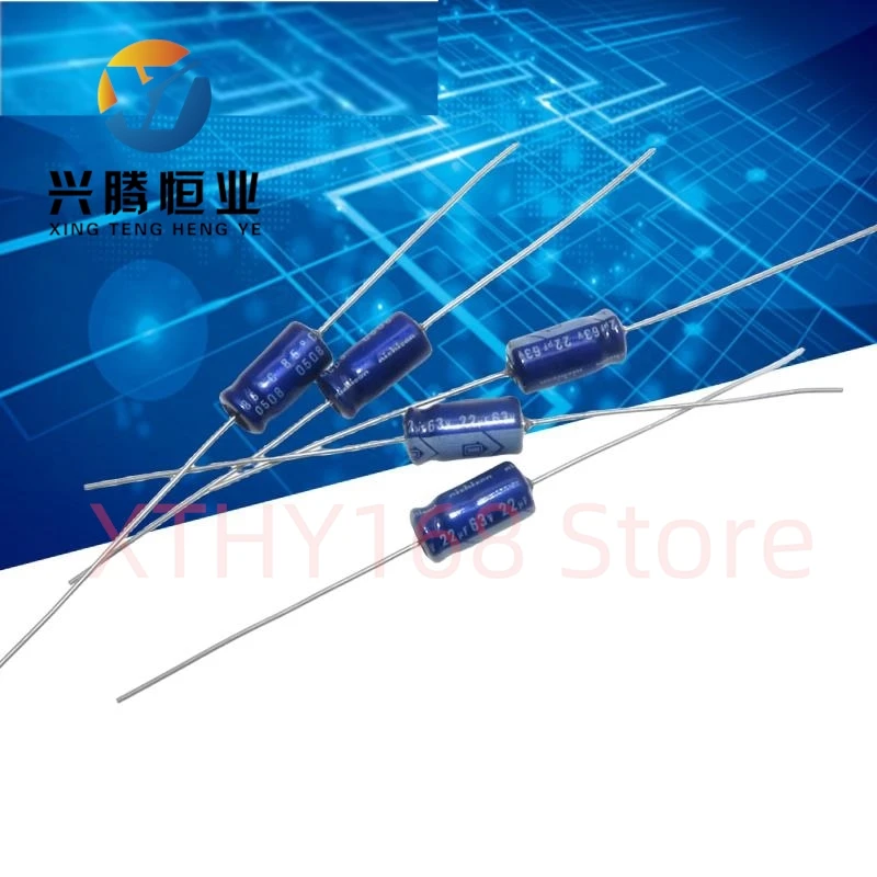 10PCS imported 63v 22uf axial polarized electrolytic capacitor 50v 22uf 6X13mm