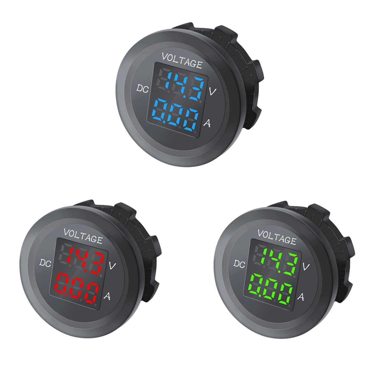 12-24V Instrumen Tahan Air Tegangan VA Tiga Digit Bulat LED Panel Digital Pengukur Tegangan Volt Pengukur Amper Tester Monitor Tampilan Voltmeter