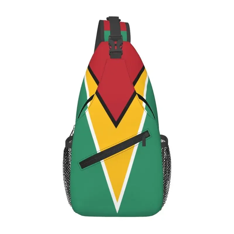 

Custom Flag Of Guyana Sling Chest Crossbody Bag Men Fashion Shoulder Backpack for Hiking