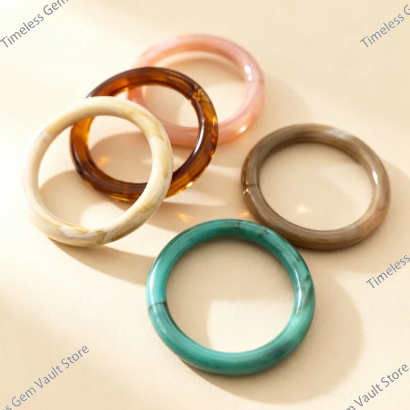 

Vintage Colorful Resin Bangle For Women Thin Acrylic Bracelet Minimalist Fashion All Match Trendy Personality Daily Hand Jewelry