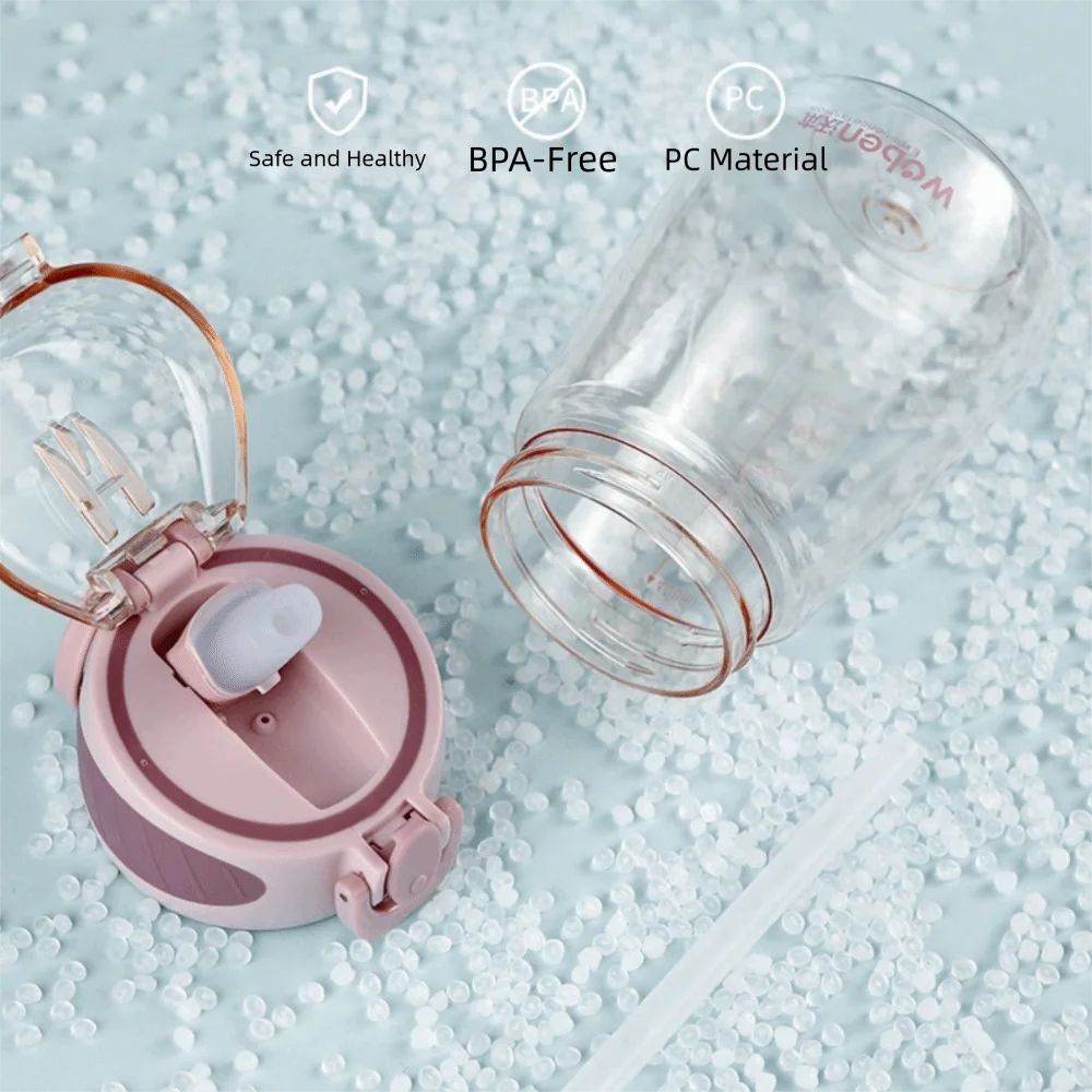 Portable Plastic Water Straw Cup Food-Grade Silicone Drop Proof Sippy Cup Lightweight Leak-proof Water Bottle view 5