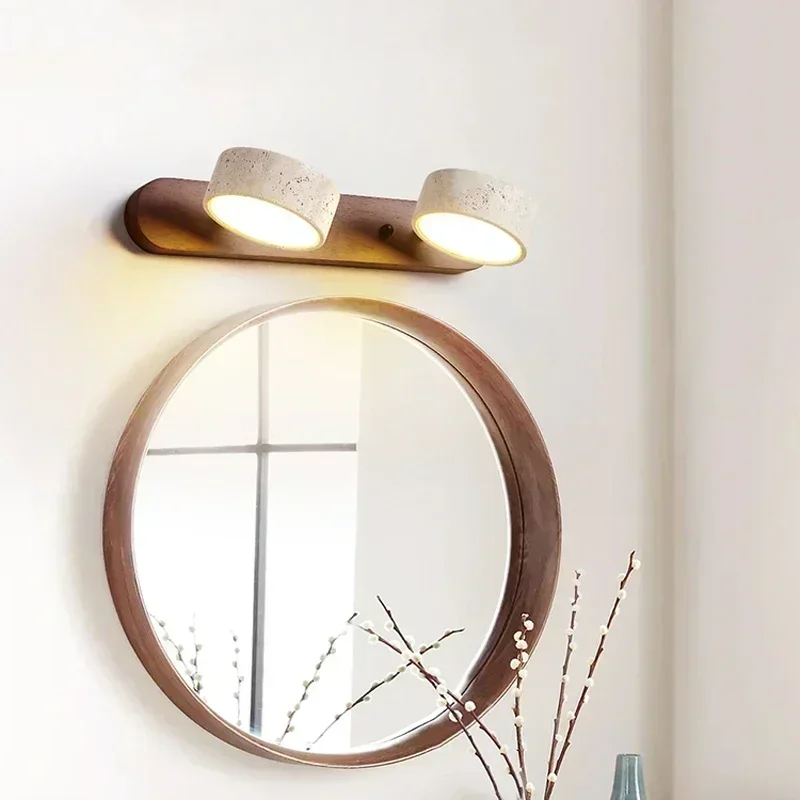 Creative New Round LED Wall Light Japanese Wabi Sabi Home Decoration Bathroom Washtable Dressing Table Mirror Front Lamps
