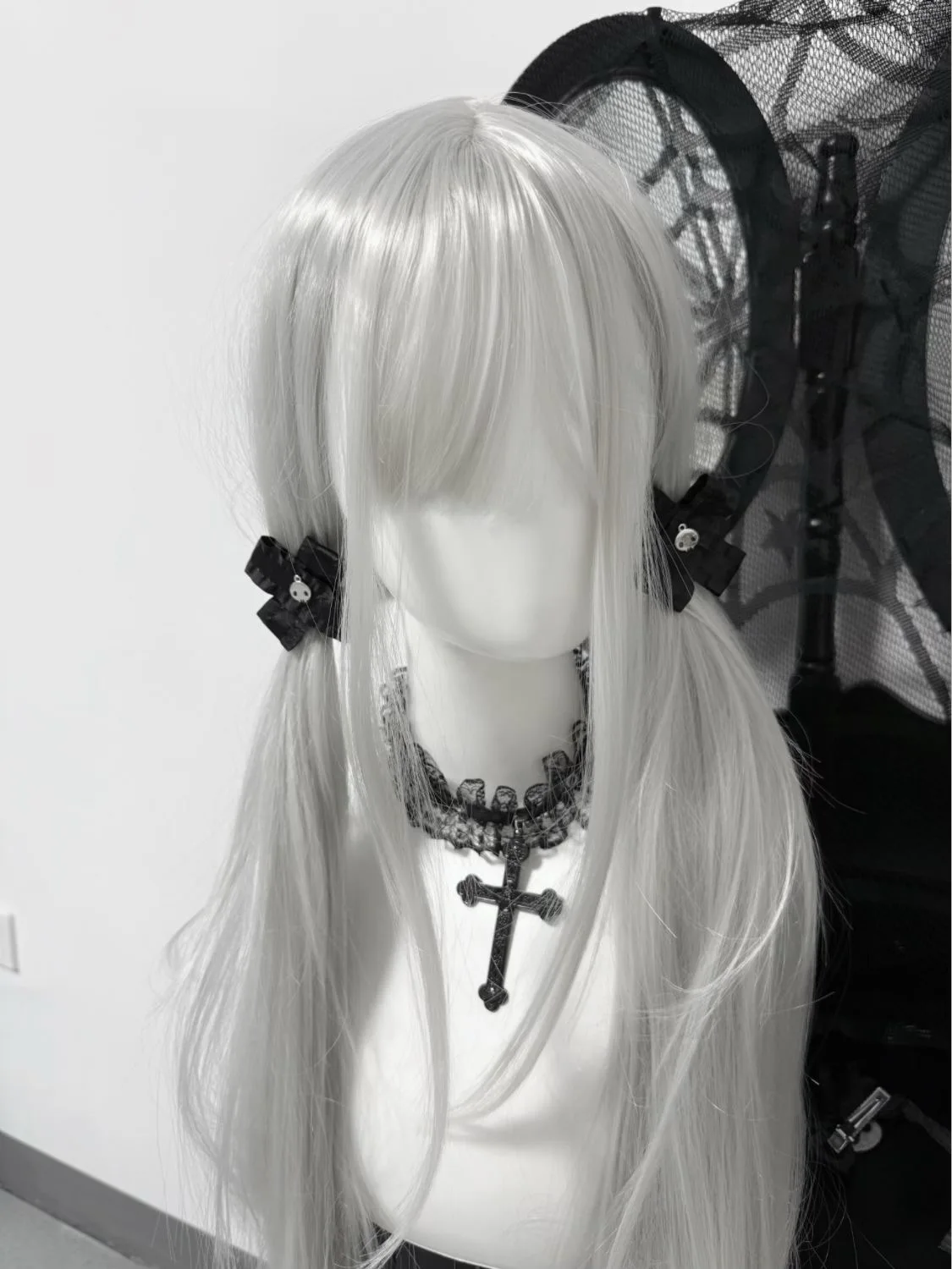 Fermagli per capelli con fiocco con teschio scuro gotico per ragazze Forcina per capelli incrociata stile scuro Subcultura di Halloween Accessori per capelli piccanti Lolita Y2k