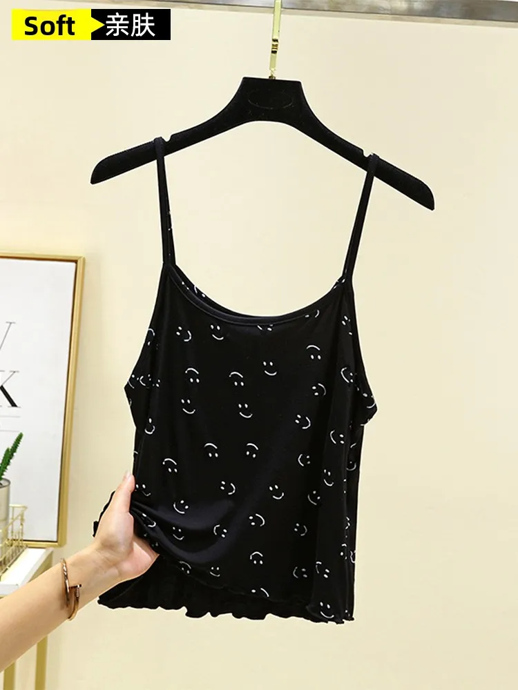 مشروط المنزل عارضة تانك الأعلى المرأة الصيف بارد رقيقة ابتسامة Spwear فضفاضة تناسب مريحة قاعدة irt زائد حجم العادية طول #4