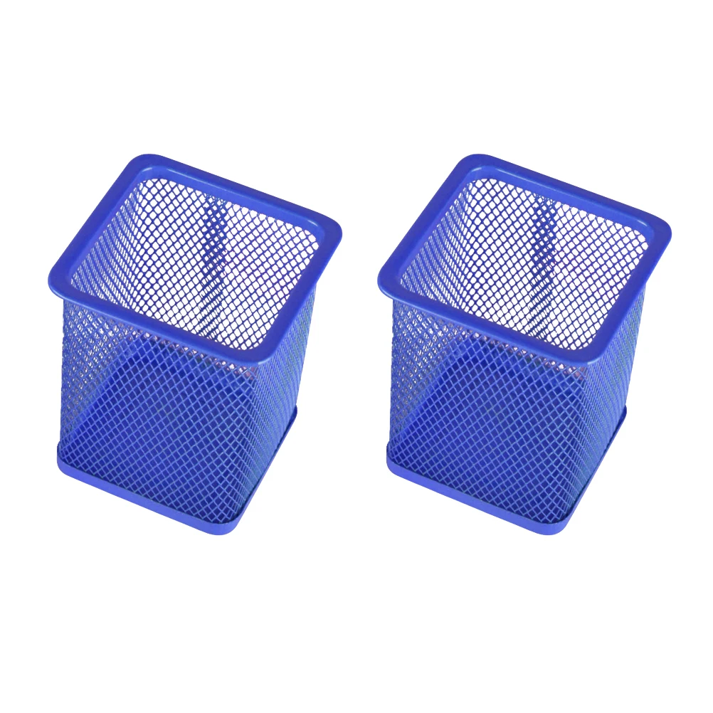 

2Pcs Metal Hollow Pencil Holder Mesh Blue Desk Accessories Office Supplies Container Pen Cosmetics ganizer Cup
