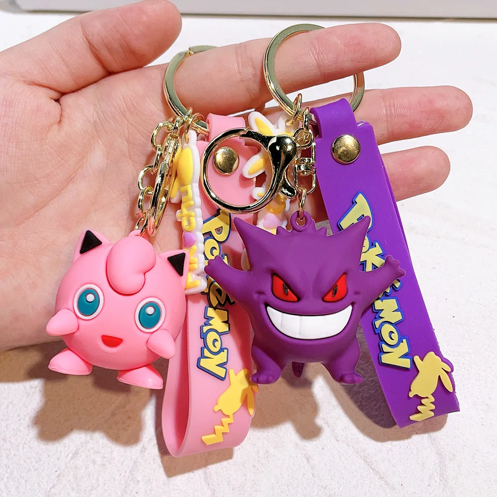 Pokemon Silicone Doll Keychain Pikachu Koda Duck Charmander Schoolbag Pendant Figurines Doll Cartoon Jewelry Kid's Gift