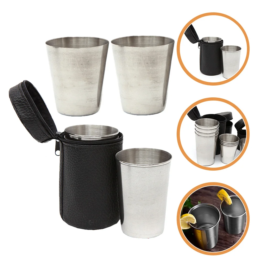

1Set Stainless Steel Wine Cup Set Smooth Stackable Easy Clean Multi-Function Water Cup for Coffee Whiskey Juice Outdoor