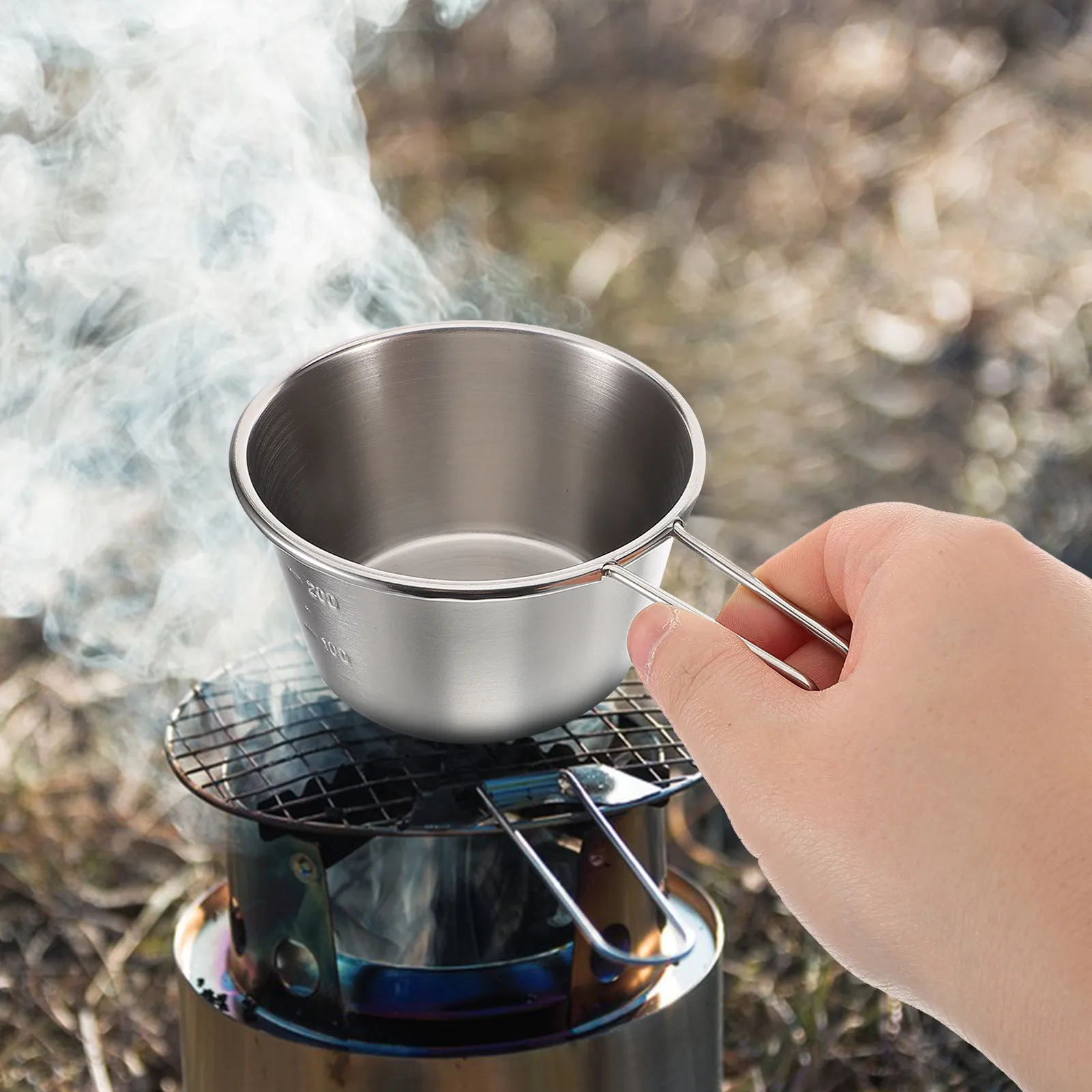 

200Ml Outdoor Steel Bowl Lightweight Camping Cookware Boiling Water Soup Noodle Rice Travel Utensil Hiking Backpack Dish Compact