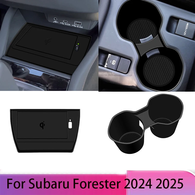 

Для Subaru Forester 2024 2025 силиконовая резина для автомобиля, беспроводная зарядная панель, центральная консоль, автомобильный передний держатель для чашки с водой, крышка для бутылки