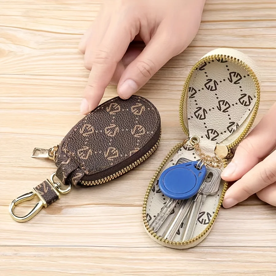 Cartera pequeña, diseño floral clásico, llavero multifuncional, llavero para hombre y mujer, gran capacidad, bolsa de almacenamiento multifuncional para llaves, fácil y compacto, para el hogar