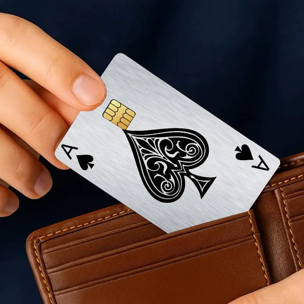 Game Playing Poker Credit Card 4PCS Anti-scratch Waterproof Stickers for Bank Debit Decorative Protection Bus Subway
