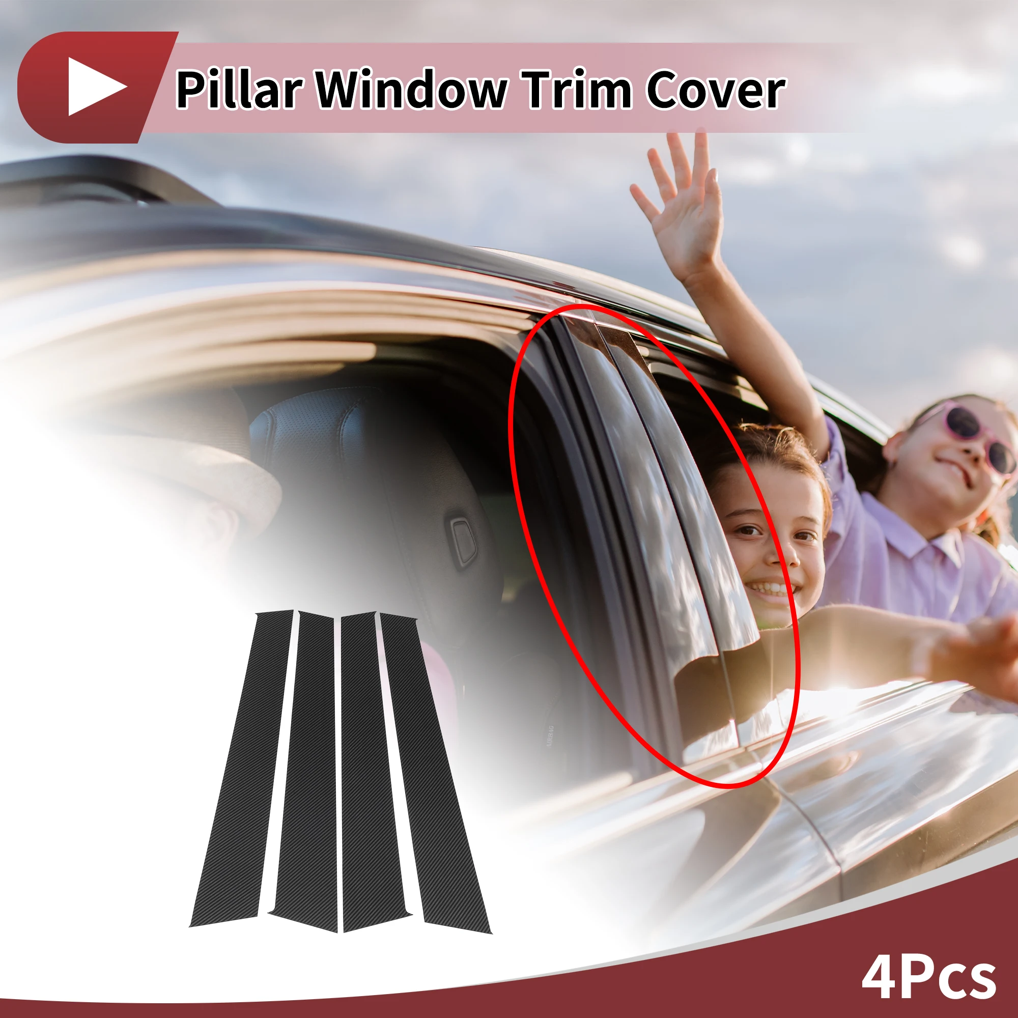 

UXCELL Door Pillar Window Trim for Peugeot 307 04-2013 Pillar Posts Door Outer Exterior Cover Carbon Fiber 4Pcs