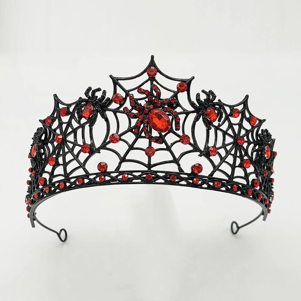 

Европейская корона для волос на Хэллоуин паук с сеткой красные черные аксессуары для волос Косплей голова ювелирные изделия в готическом стиле искусственная Тиара с кристаллами