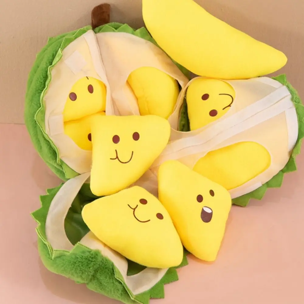 Fluffy Detachable Durian Plush Toy Soft Collection Fruit Durian Plush Pillow Cartoon Appease Peeling Durian Plush Doll