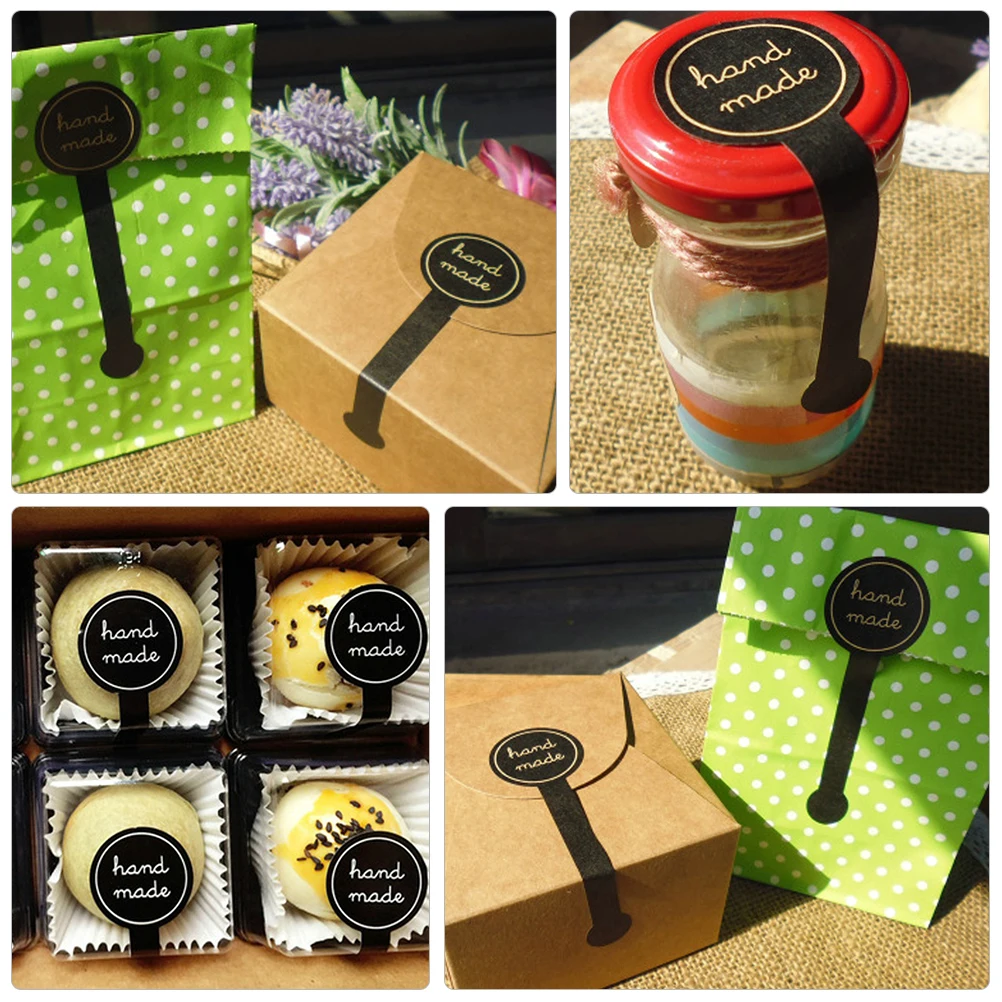 

200 Pcs Sealing Stickers Self Adhesive Bakery Decals for Party Favors Gift Wrappers Cake Bread Cookie Packaging H made