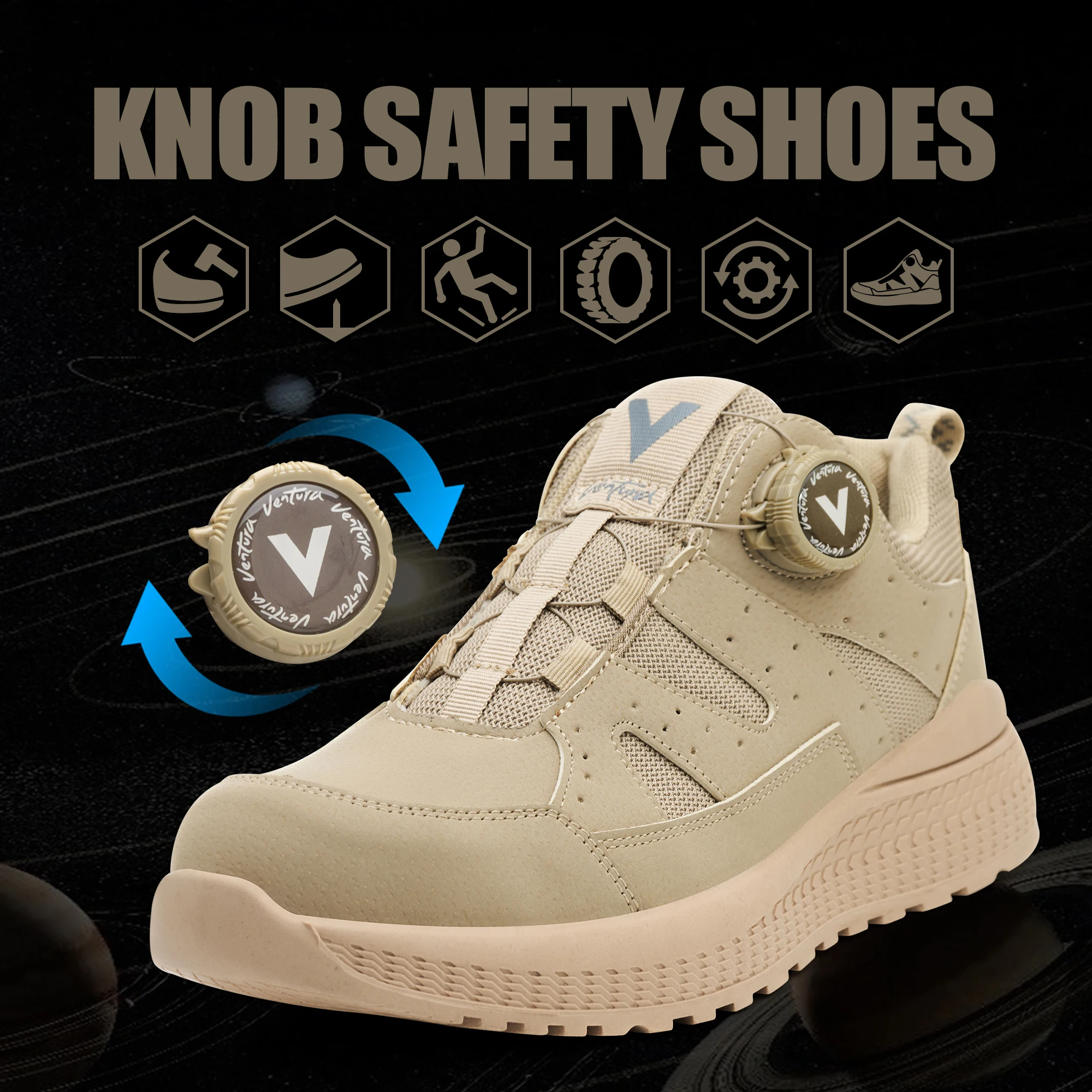 

Rotary buckle four seasons models steel head anti-smash anti-stabbing men's safety shoes breathable wear-resistant work shoes