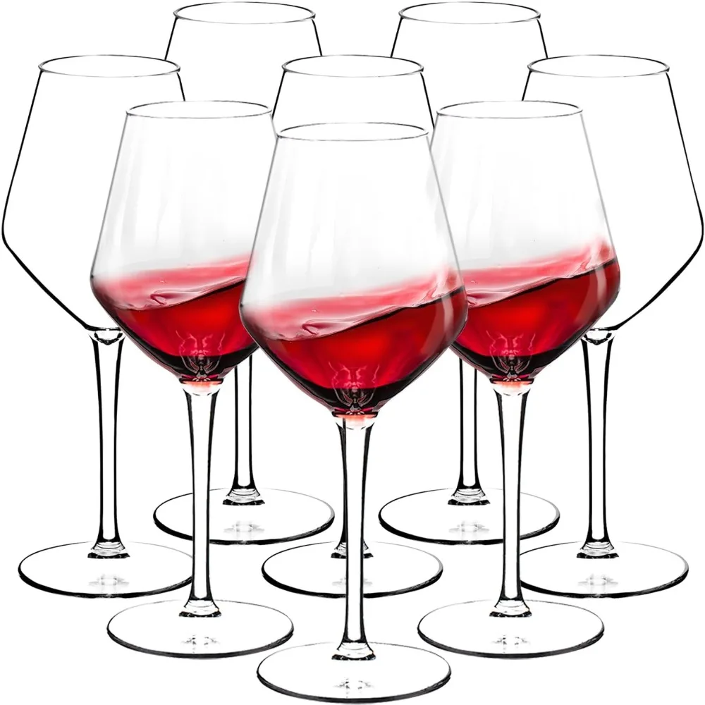 

Set of 8 Durable 15oz Plastic Wine Glasses with Stems - 100% Tritan, BPA Free, Dishwasher Safe Ideal for Outdoor Use