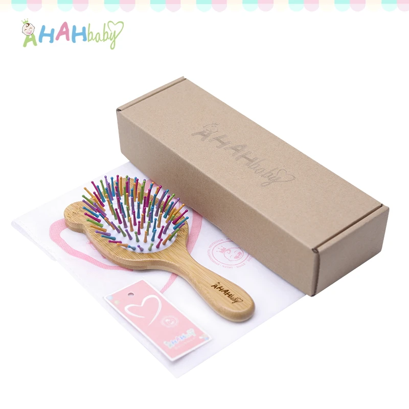 Natural Bamboo Comb Baby Hair Brush Custom Name Baby Hairbrush Newborn Head Massage Brush Infant Anti-static Wood Combs Massager