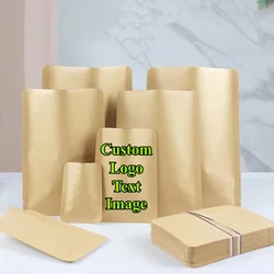 200PCS Flat Kraft Paper Open Top Packaging Bag DIY Logo Matcha Green Tea Powder Coffee Soap Spice Heat Sealing Storage Pouches