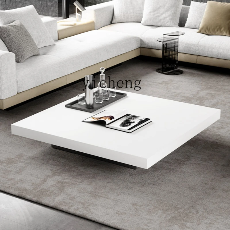 

ZF Stone Plate Coffee Table Living Room Home Minimalist White Square Living Room Box