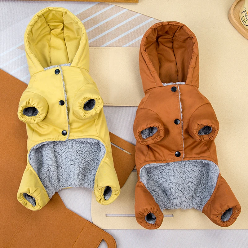 Winter Warm Pet Dog Clothes Thickened Dog Jumpsuit Plush Pet Jacket for Small Medium Dogs Chihuahua Yorkie Clothing Pet Supplies