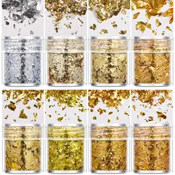 4Pcs/Set Gold Leaf Flakes Epoxy Resin Filling Confetti Gold Foil DIY Resin Mold Nail Art Candle Jewelry Making Decor Sequins