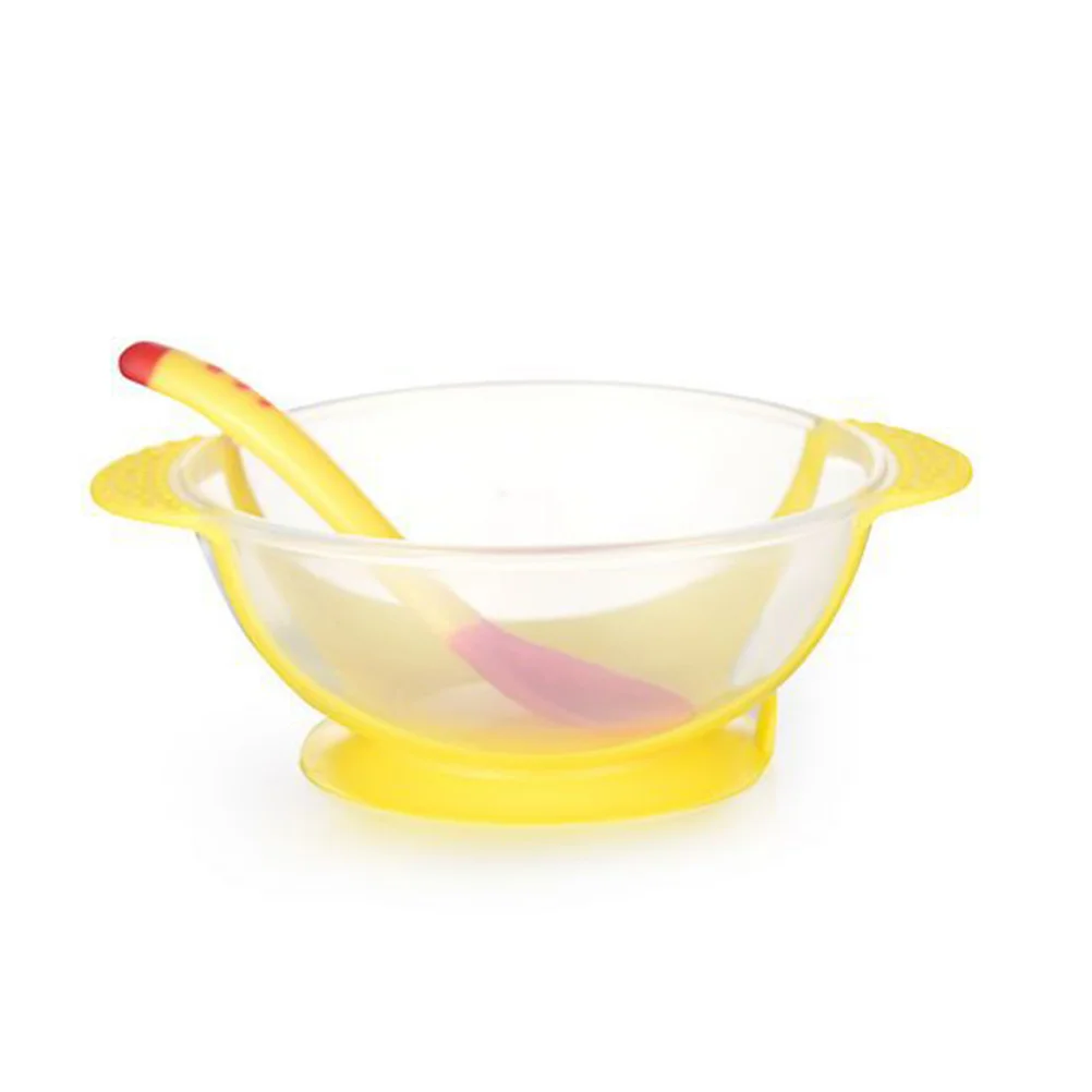 

Baby Suction Bowl Set Silicone Non-Slip Feeding Bowl With Temperature Sensing Spoon For Toddlers Ergonomic Handle Baby
