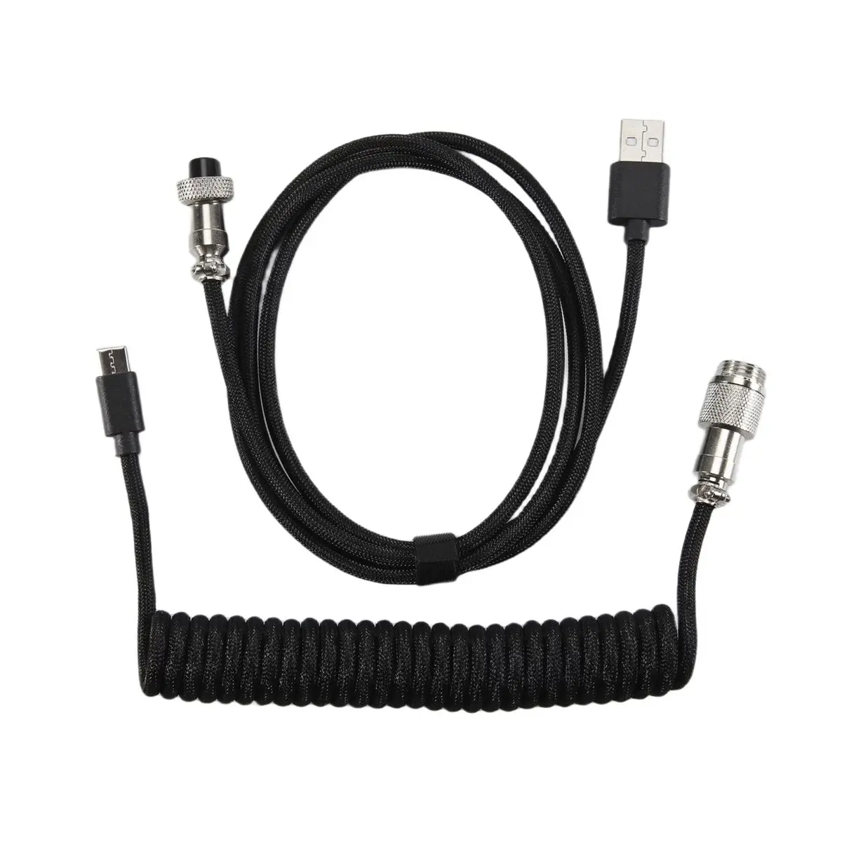 A64K Usb Keyboard Cable Black Coiled Keyboard Usb Type C Cable DIY Aviation Plug Cable Connector Gaming Usb Keyboard Cable