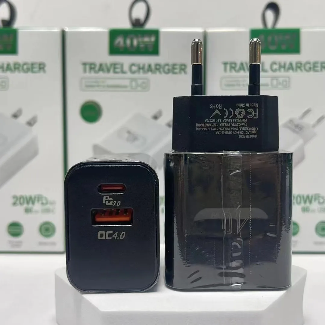 40W USB-C Fast Charger Adapter PD Wall Charger block PD QC 4.0 PPS Dual Port Type C Charger for iPhone Samsung Xiaomi oppo vivo