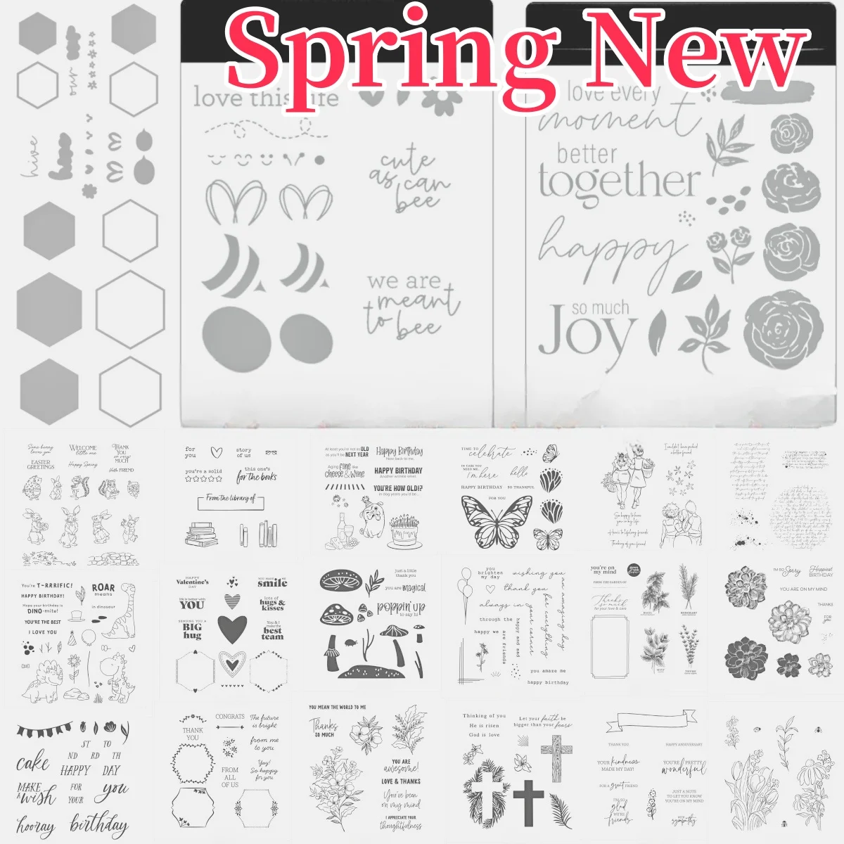 

New Garden Florals and Heart Stamps Cutting Dies Stencil Hot Foil for DIY Scrapbooking 2025 Spring Easter Valentine's Day Stamp