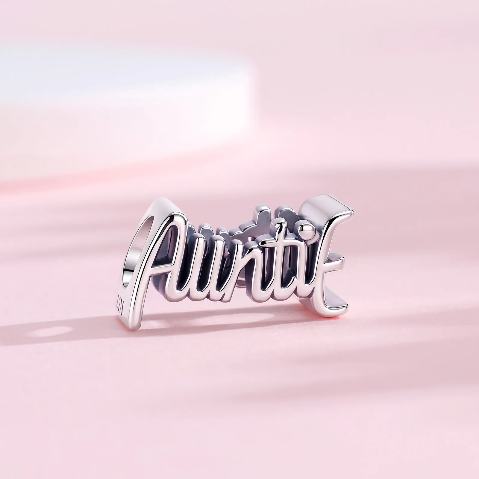 New 925 Sterling Silver Charms Family Series Handwritten 'Aunt' Bead Fits Original Bracelet DIY Jewelry Outfit Gift For Women