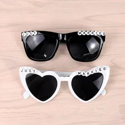 Heart Shaped Sunglasses Just Married Bride Groom Team Bride Glasses Wedding Bridal Shower Decoration Bridesmaid Gift Glasses