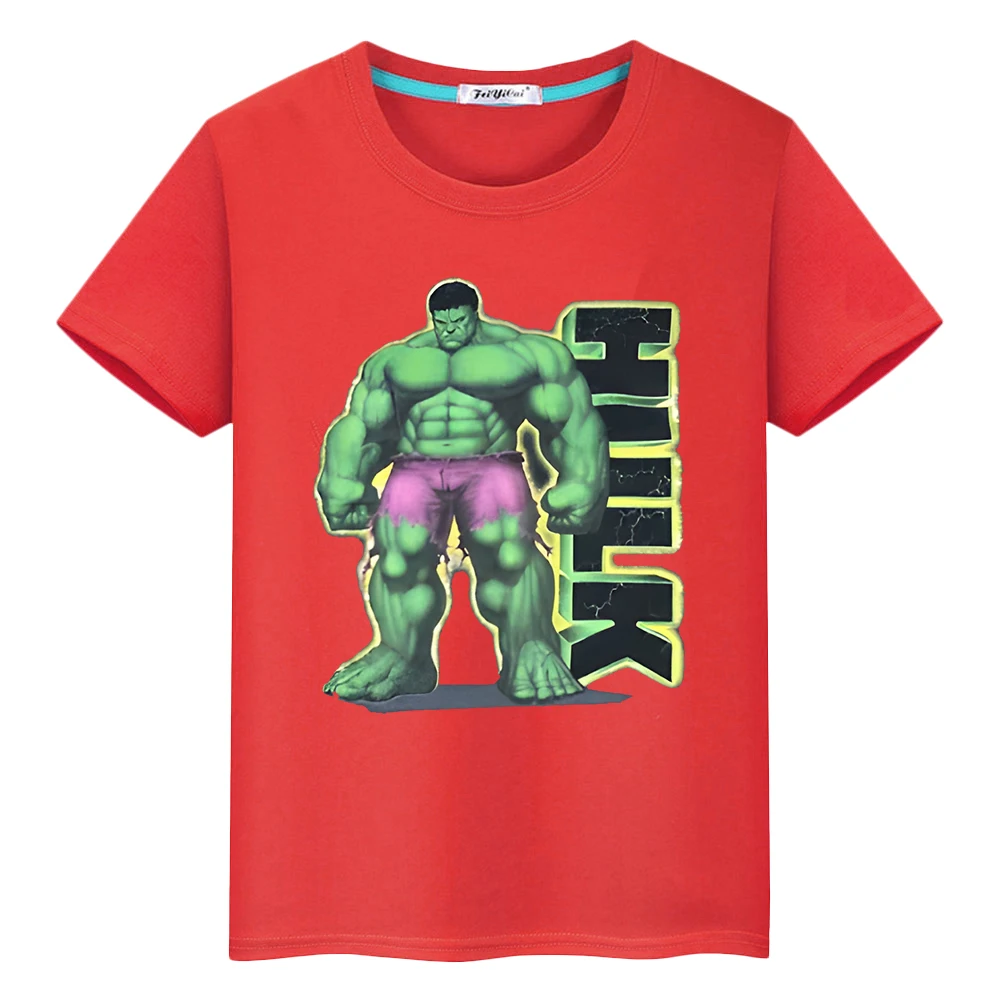 De Hulk Print 100% Katoenen Kawaii T-Shirt Voor Kinderen Jongens 10 Jaar Marvel Pride Tshirt Anime Korte Y 2K Een Stuk Kids Kleding Meisjes